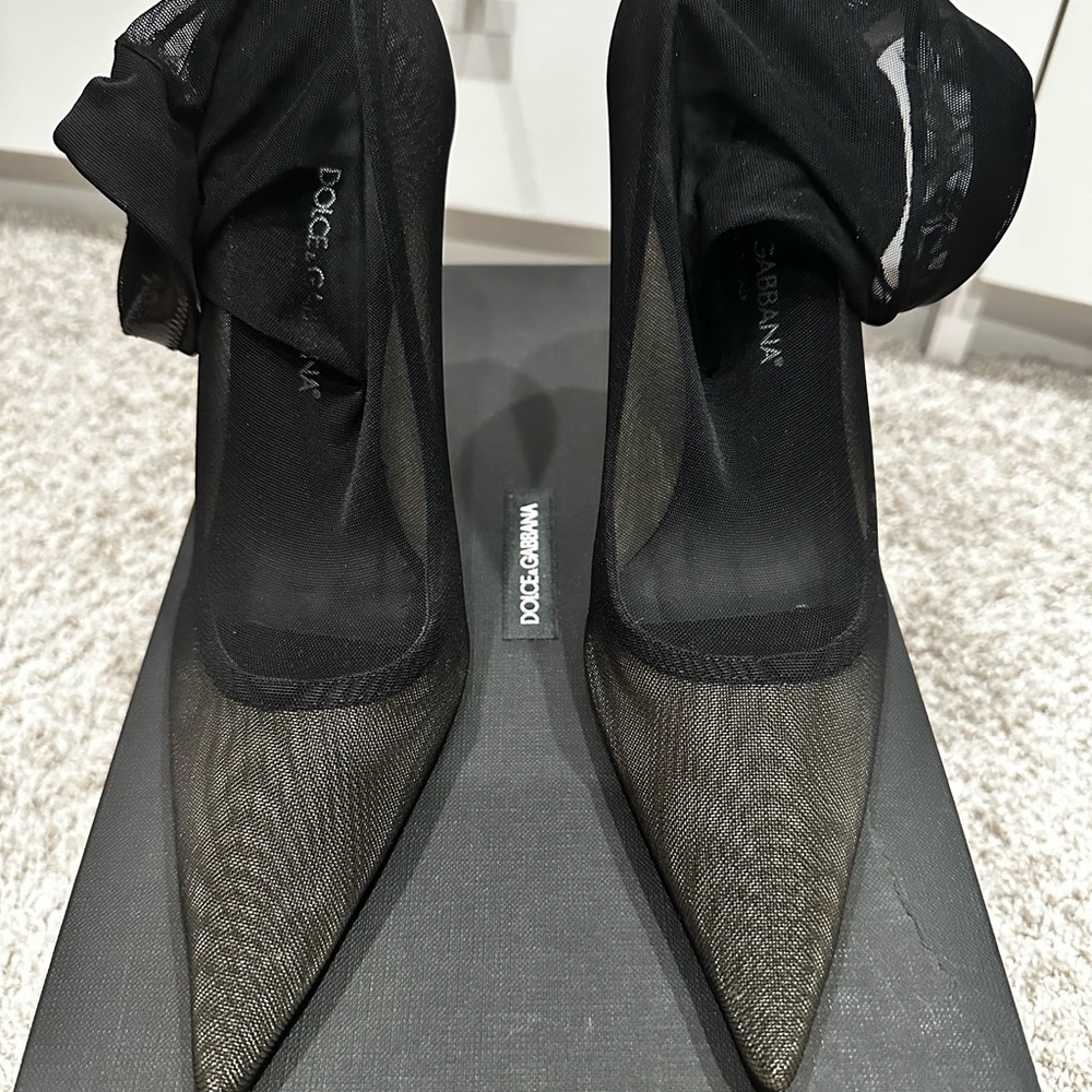 Dolce & Gabbana Stretch Tulle Ankle Boots